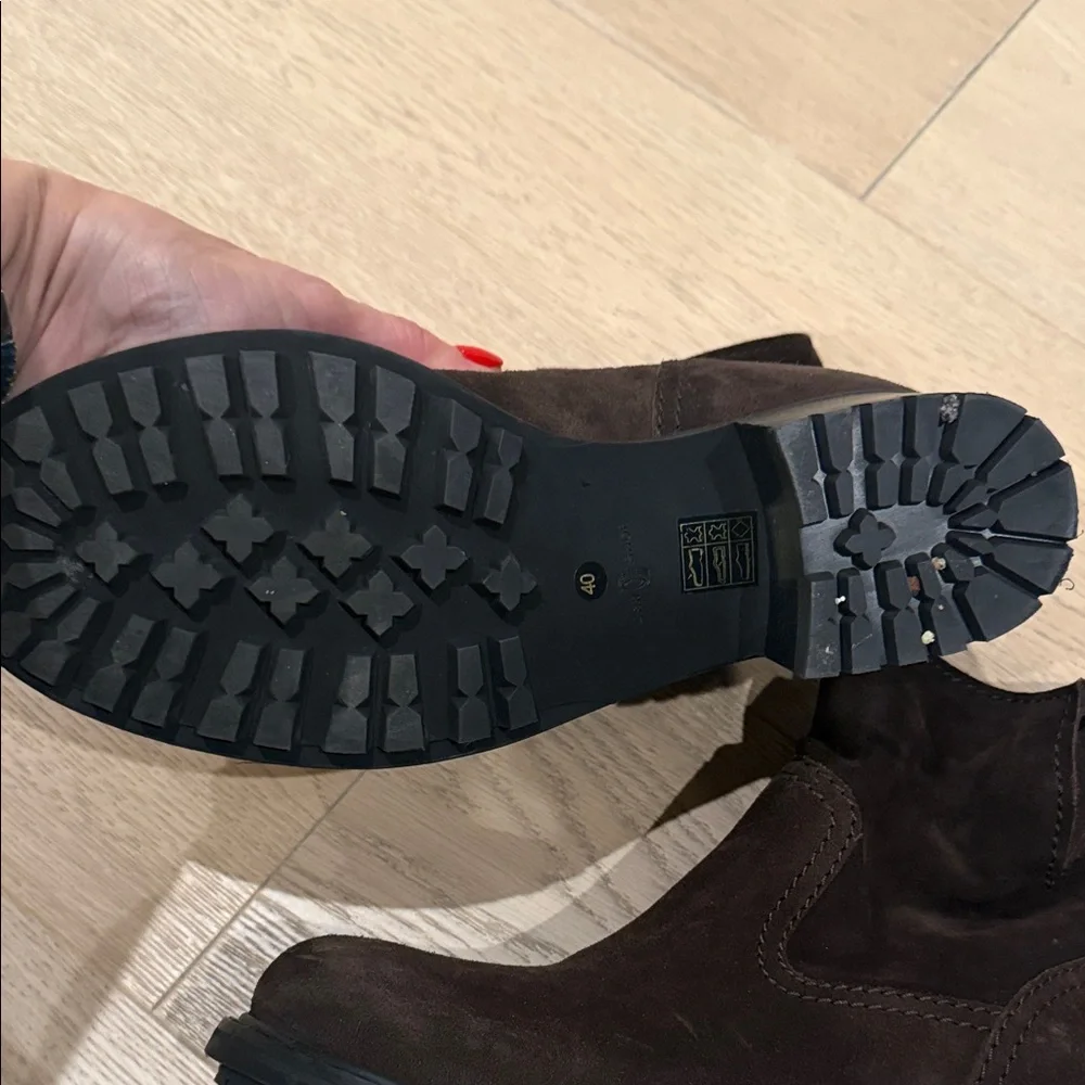 Women’s Dark Brown Suede Ankle Booties - Casual Slip-On - Picture 6 of 7